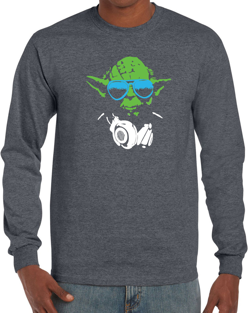 DJ Yoda Long Sleeve Shirt Jedi Light Saber Movie Star Geek Nerd Wars Vintage Retro