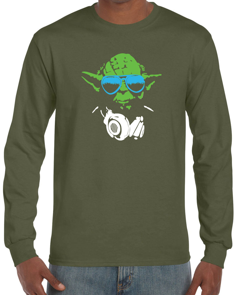 DJ Yoda Long Sleeve Shirt Jedi Light Saber Movie Star Geek Nerd Wars Vintage Retro