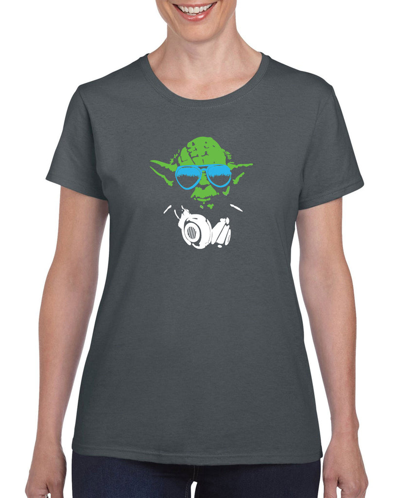 DJ Yoda Womens T-Shirt Jedi Light Saber Movie Star Geek Nerd Wars Vintage Retro