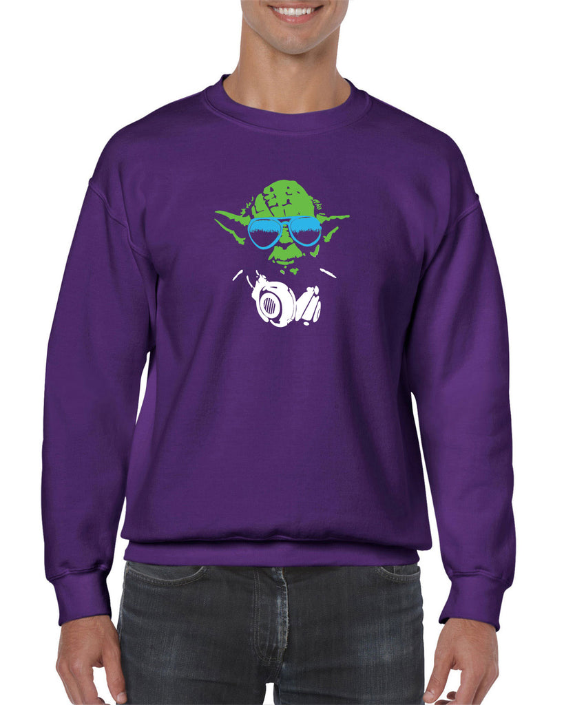 DJ Yoda Crew Sweatshirt Jedi Light Saber Movie Star Geek Nerd Wars Vintage Retro