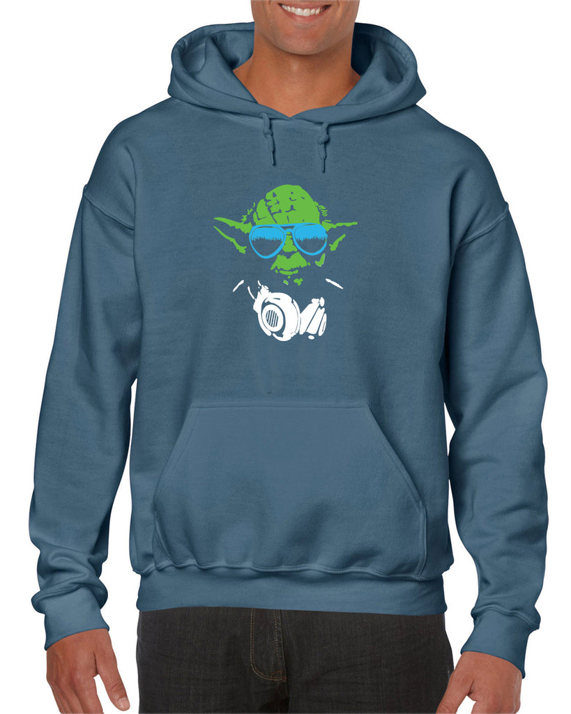 DJ Yoda Hoodie Hooded Sweatshirt Jedi Light Saber Movie Star Geek Nerd Wars Vintage Retro