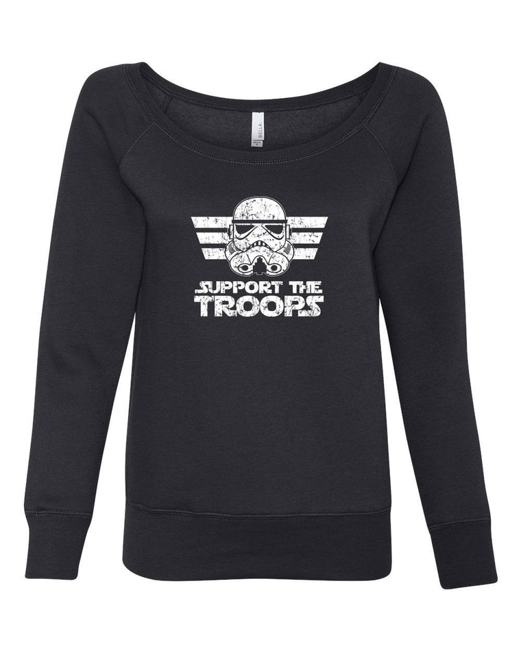 Women's Off the Shoulder Sweatshirt - I Support The Troops
