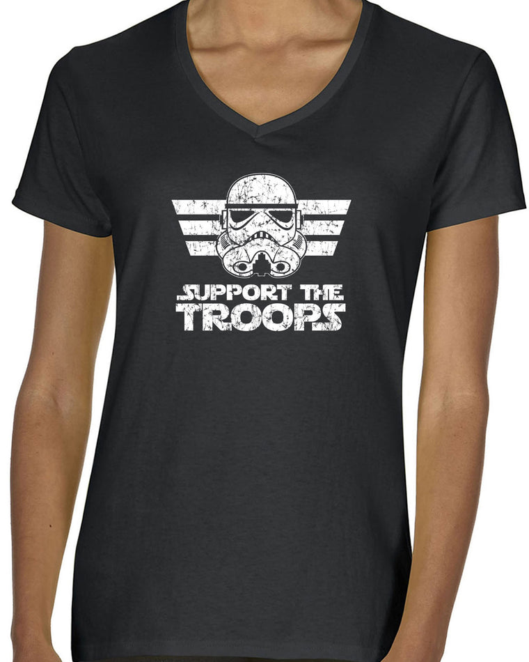 Women's Short Sleeve V-Neck T-Shirt - I Support The Troops