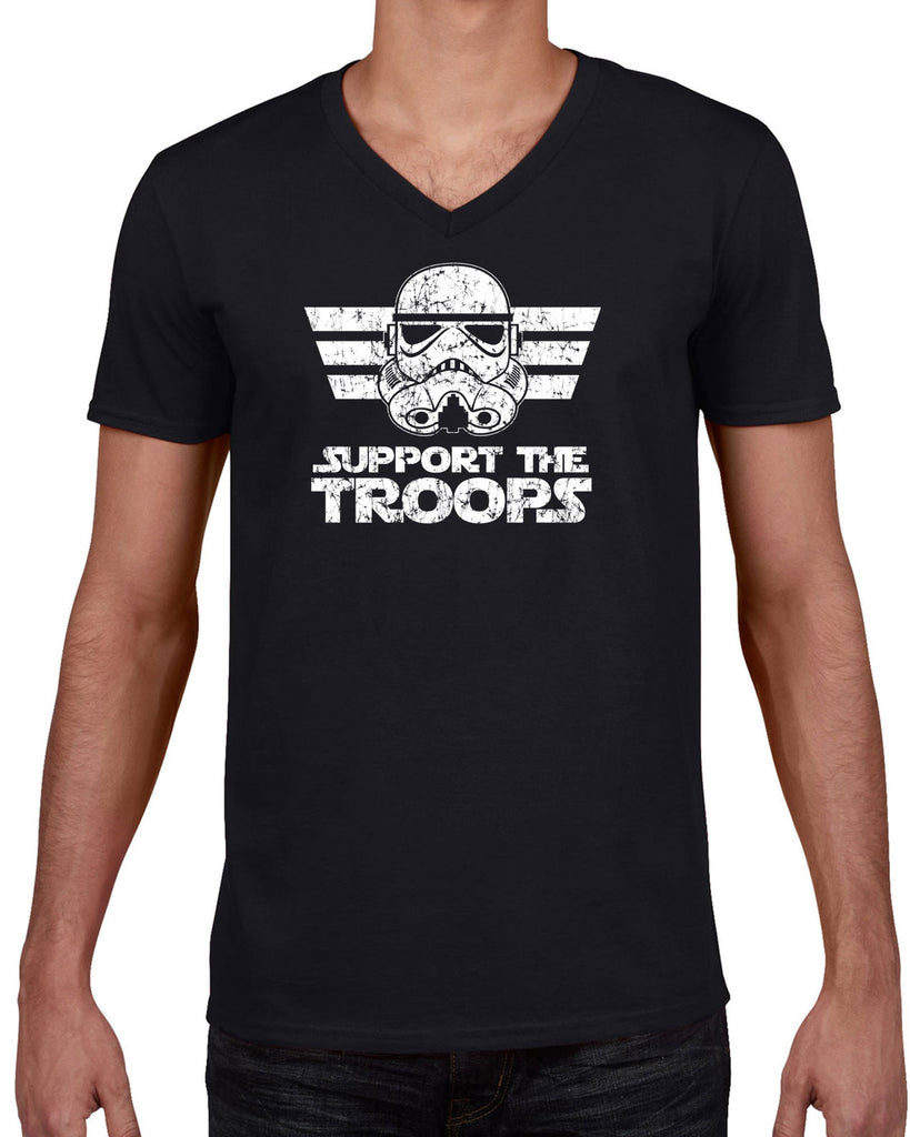 I Support The Troops Mens V Neck Shirt Star Geek Nerd Wars Storm Trooper Dark Side Jedi Empire Geek Nerd