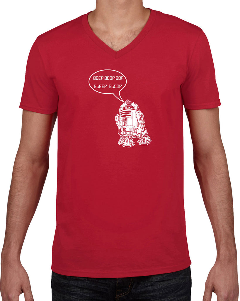Beep Boop Bop Bleep Bloop Mens V-Neck Shirt Funny Droid Star Wars 3CPO Jedi Geek Nerd