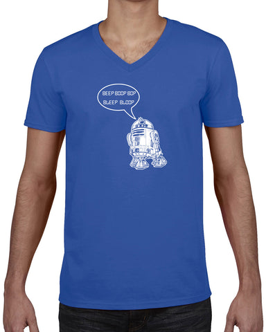 Beep Boop Bop Bleep Bloop Mens V-Neck Shirt Funny Droid Star Wars 3CPO Jedi Geek Nerd