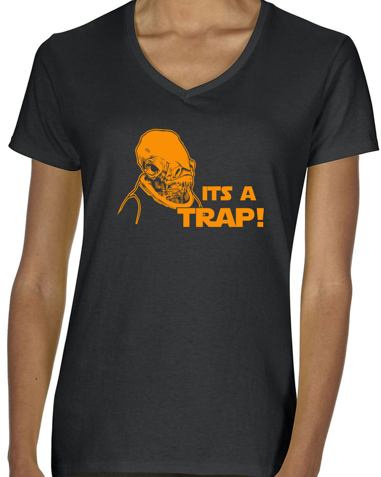 Women's Short Sleeve V-Neck T-Shirt - It's A Trap