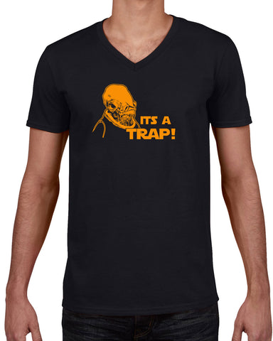 It's A Trap Mens V-Neck Shirt Star Wars Admiral Ackbar Funny Geek Nerd 80s Movie Jedi Force Light Saber
