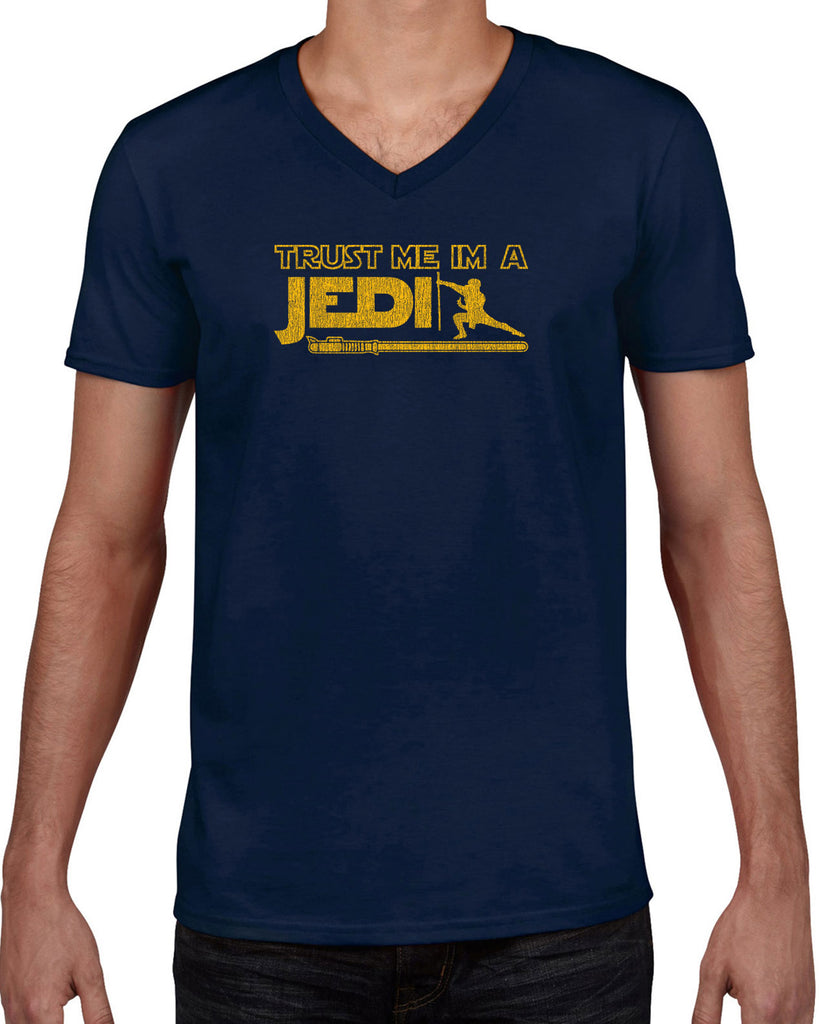 Trust Me Im A Jedi Mens V-Neck Shirt Funny Star Wars Geek Nerd Light Saber 80s Party Costume