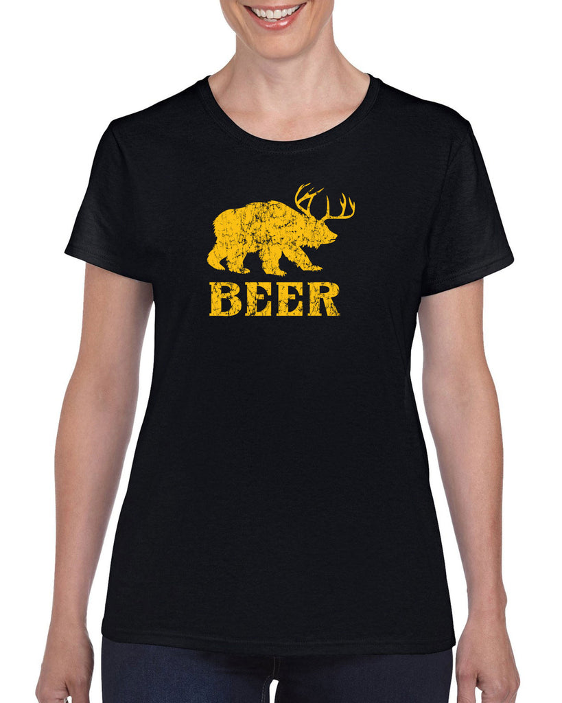Beer Bear Deer Womens T-Shirt Party Costume Rude Vulgar Drunk Drinking Game College