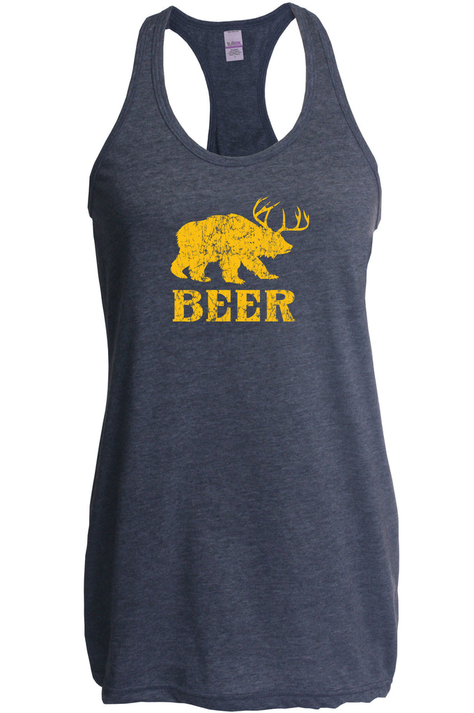 Beer Bear Deer Racer Back Tank Top Racerback Party Costume Rude Vulgar Drunk Drinking Game College