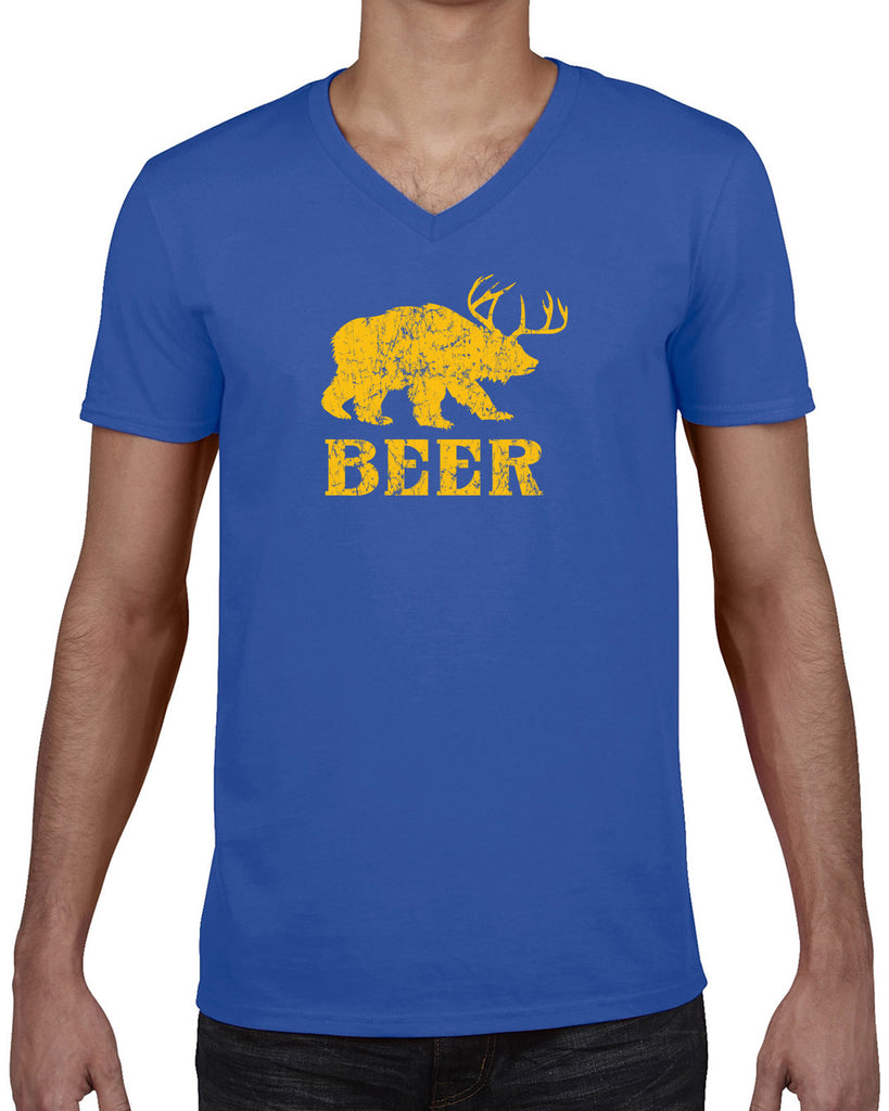 Beer Bear Deer Mens V-Neck Shirt Party Costume Rude Vulgar Drunk Drinking Game College