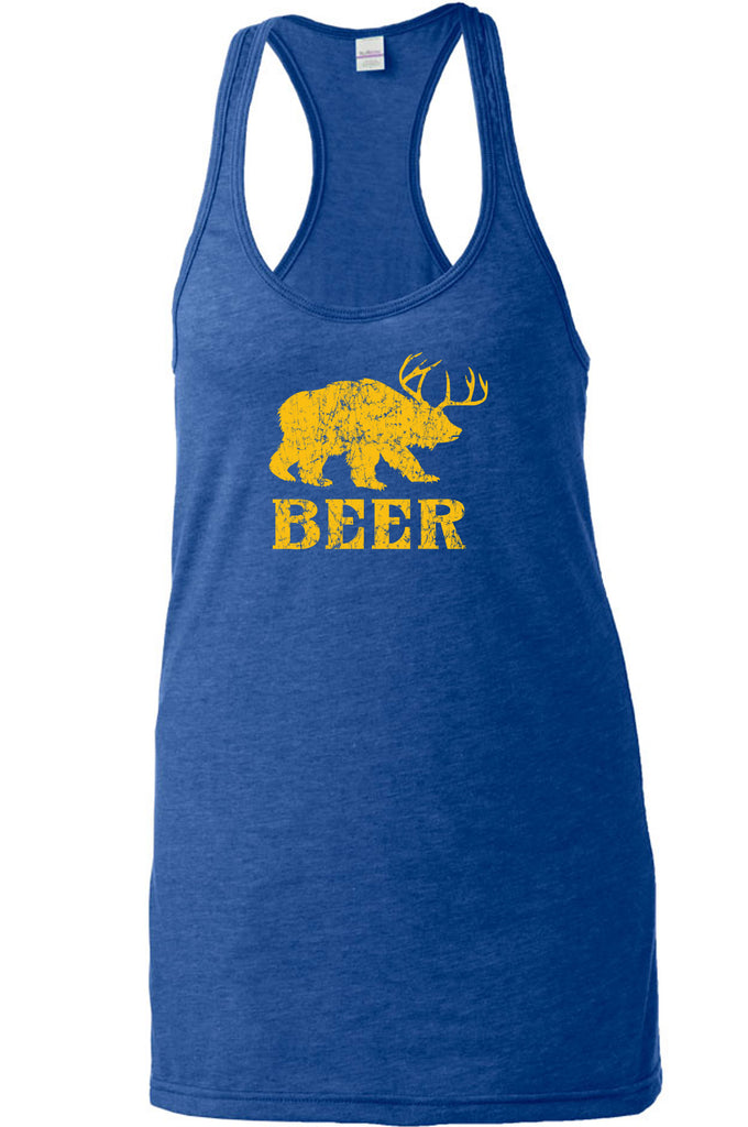 Beer Bear Deer Racer Back Tank Top Racerback Party Costume Rude Vulgar Drunk Drinking Game College