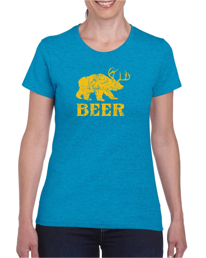 Beer Bear Deer Womens T-Shirt Party Costume Rude Vulgar Drunk Drinking Game College