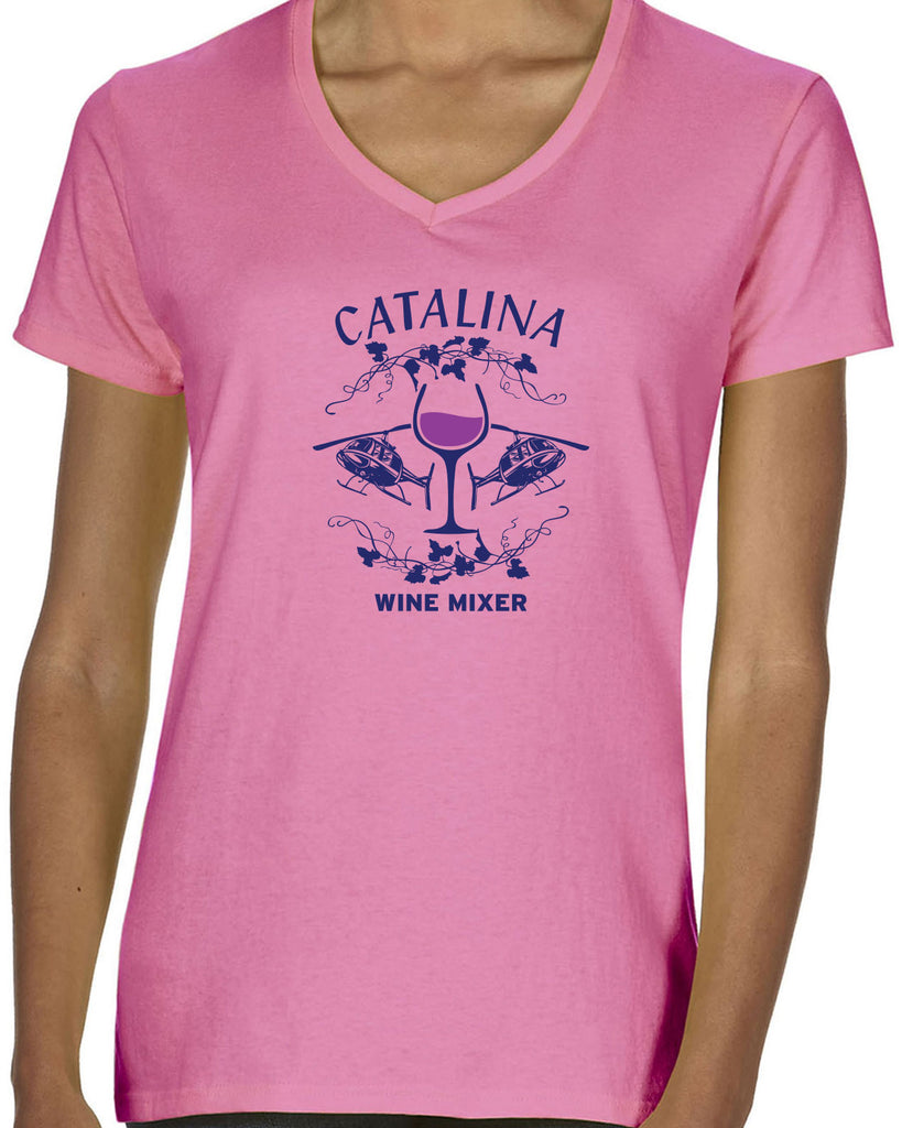 Catalina Wine Mixer Womens V-Neck Shirt Step Brothers Movie Prestige Worldwide Boats N Hoes College Party