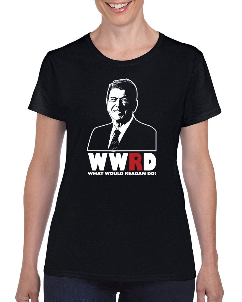 What Would Reagan Do? Bush 1984 Womens T-Shirt election campaign rally president 80s party costume vintage retro