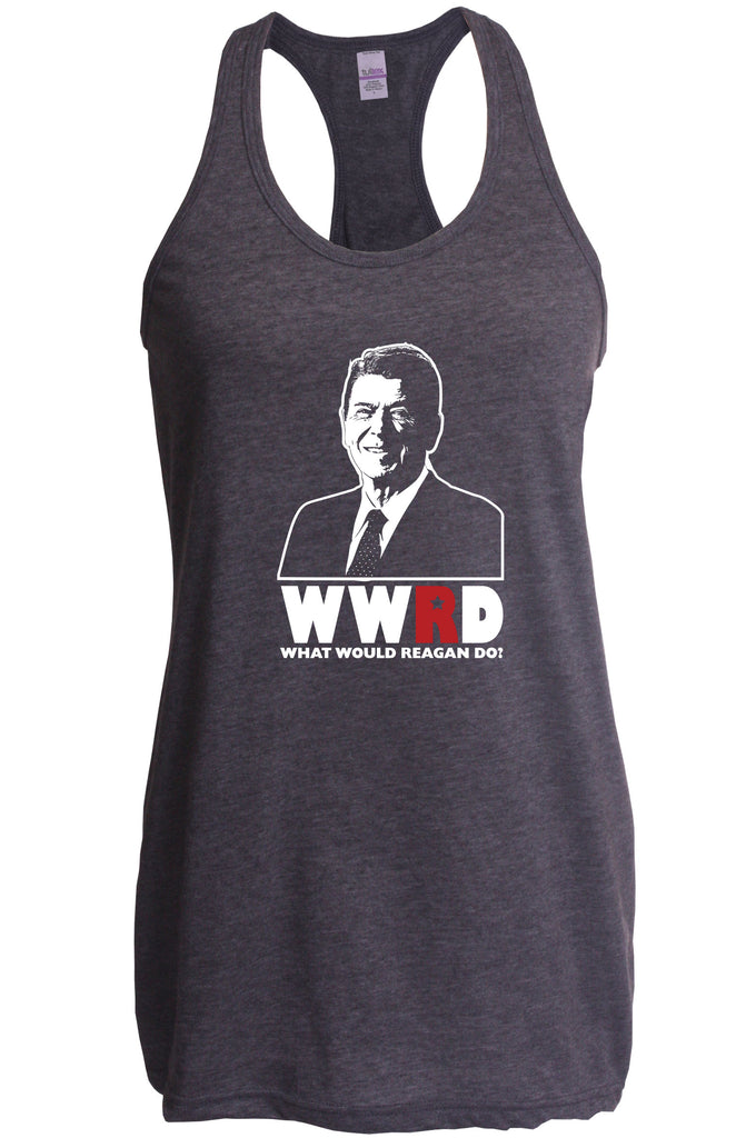 What Would Reagan Do? Bush 1984 Racer Back Tank Top racerback election campaign rally president 80s party costume vintage retro