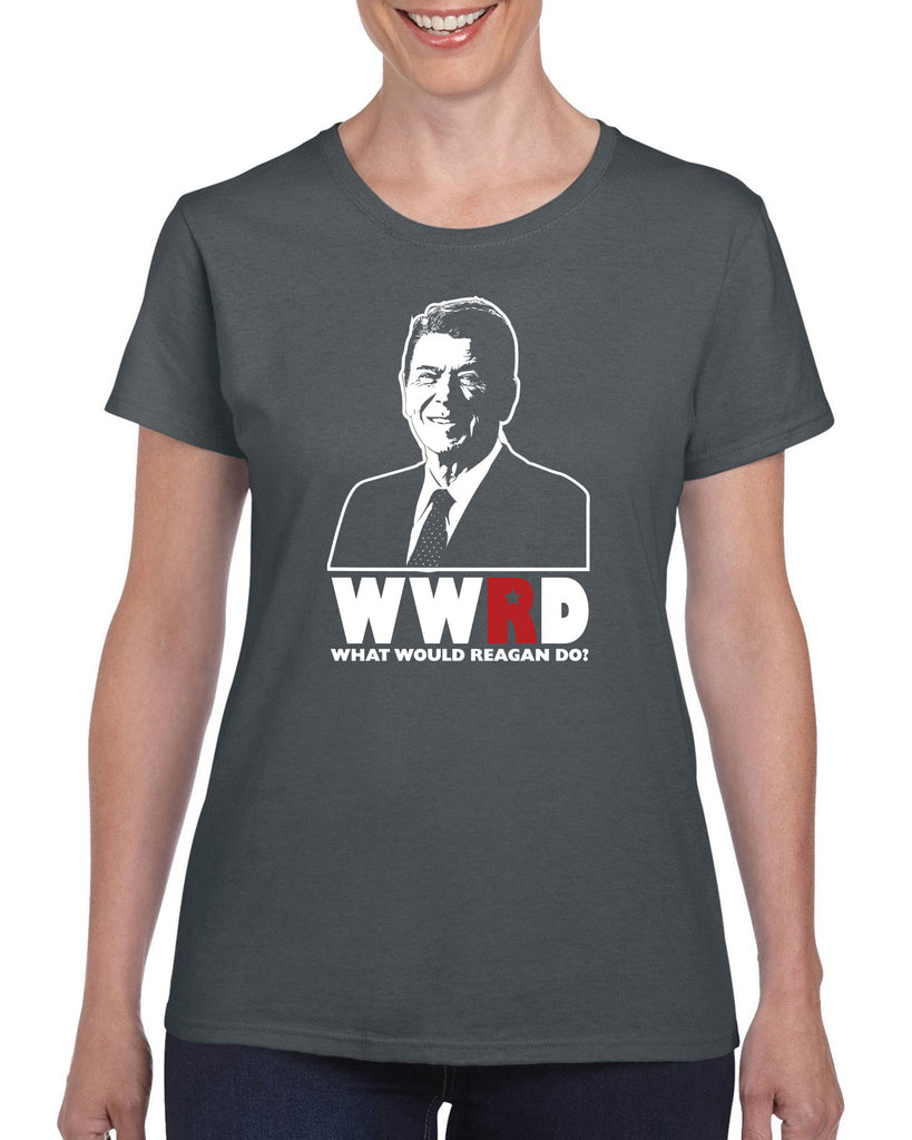 What Would Reagan Do? Bush 1984 Womens T-Shirt election campaign rally president 80s party costume vintage retro