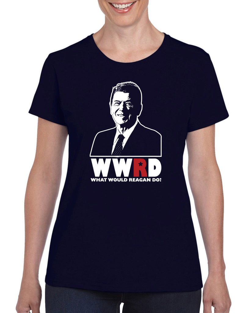 What Would Reagan Do? Bush 1984 Womens T-Shirt election campaign rally president 80s party costume vintage retro