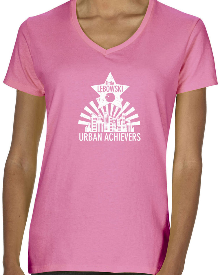 Women's Short Sleeve V-Neck T-Shirt - Little Lebowski Urban Achievers