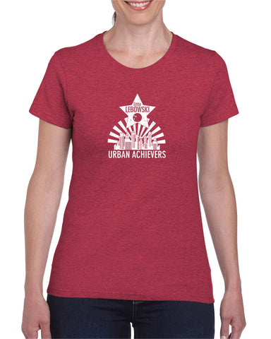 Little Lebowski Urban Achievers Womens T-Shirt The Big 90s Movie Stoner Dude Abides Bowling Party College