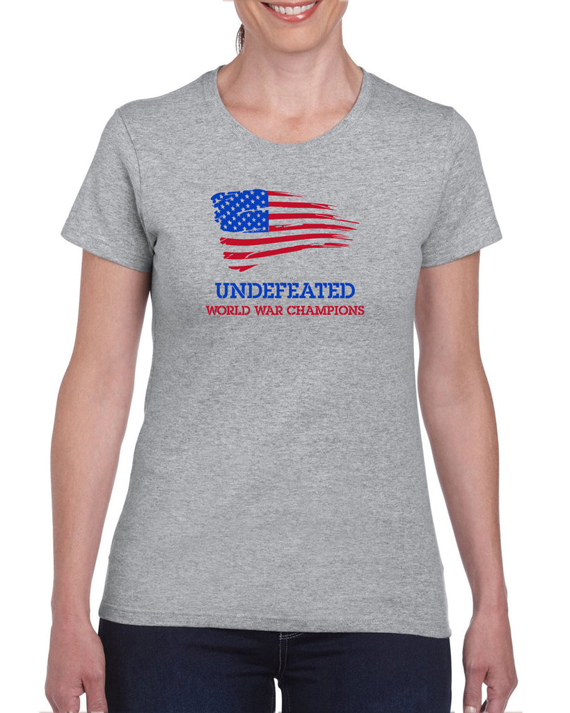 Undefeated World War Champions Womens T-Shirt Army Military Marines Back to Back Navy America USA Vintage Retro