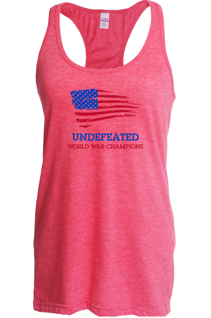 Undefeated World War Champions Womens Racer Back Racerback Tank Top Army Military Marines Back to Back Navy America USA Vintage Retro