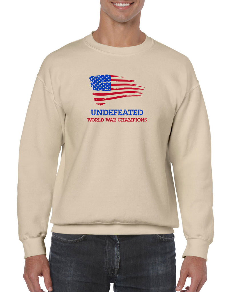 Undefeated World War Champions Crew Sweatshirt Army Military Marines Back to Back Navy America USA Vintage Retro