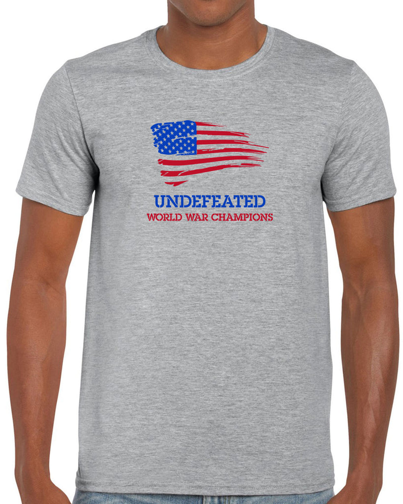 Undefeated World War Champions Mens T-Shirt Army Military Marines Back to Back Navy America USA Vintage Retro