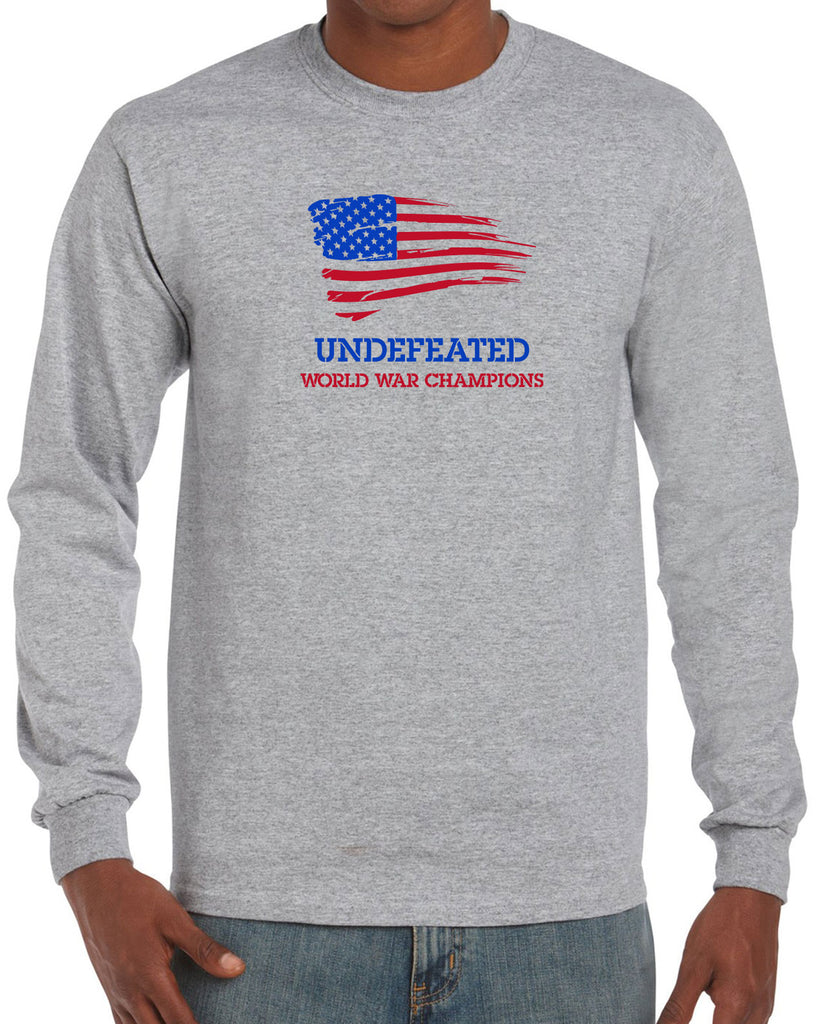Undefeated World War Champions Long Sleeve Shirt Army Military Marines Back to Back Navy America USA Vintage Retro