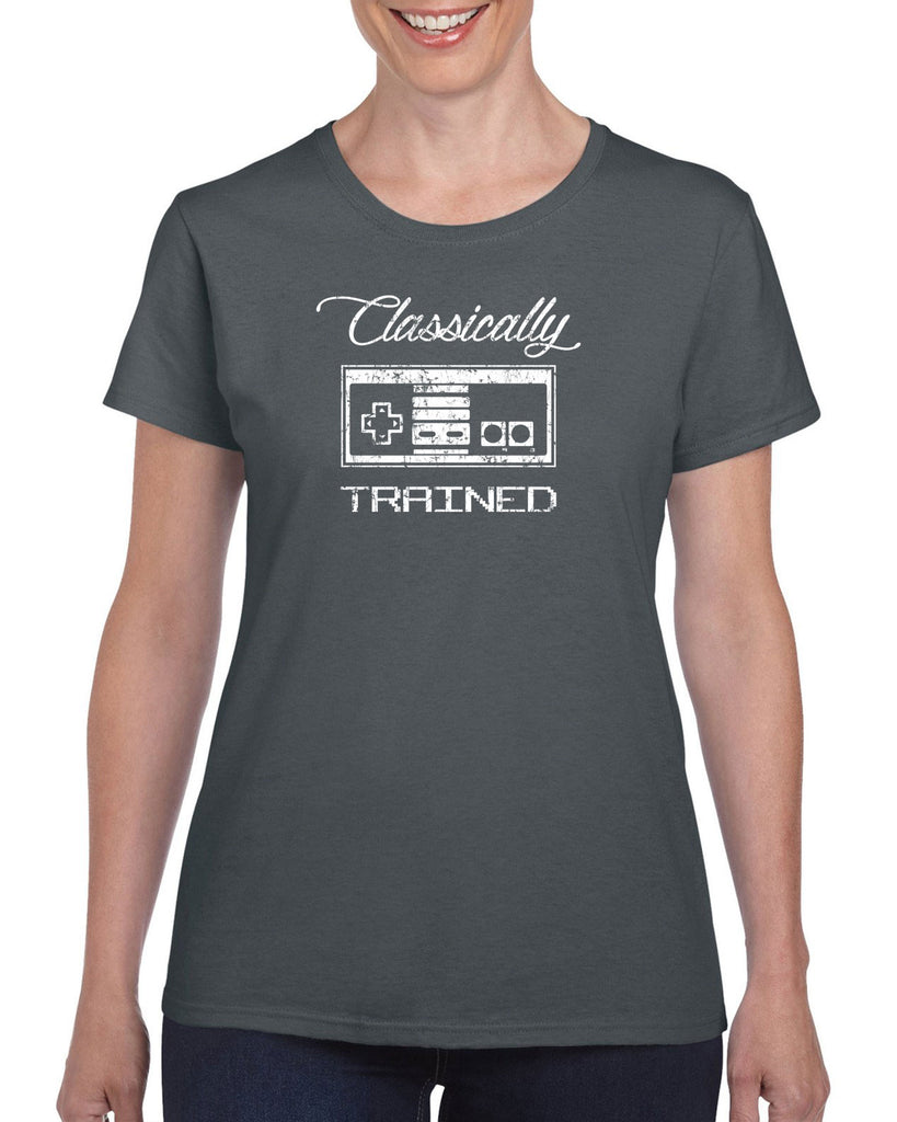 Classically Trained Womens T-Shirt Video Game Controller 80s Nintendo Noob Gamer Vintage Retro
