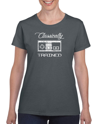 Classically Trained Womens T-Shirt Video Game Controller 80s Nintendo Noob Gamer Vintage Retro