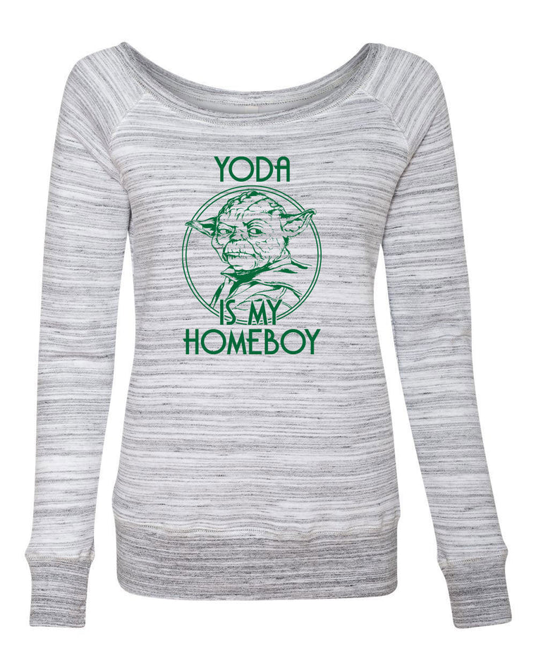 Women's Off the Shoulder Sweatshirt - Yoda Is My Homeboy