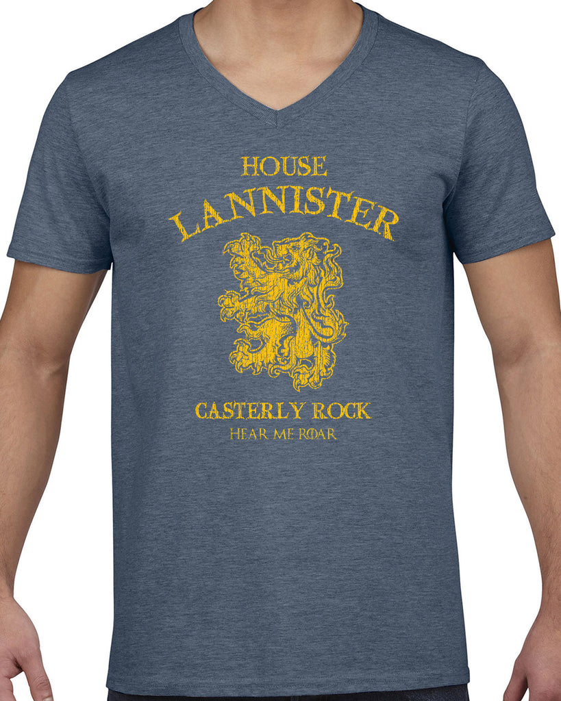 House Lannister Mens V-Neck T-shirt  funny games of thrones casterly rock tywin tyrion westeros castle king golden lion sigil
