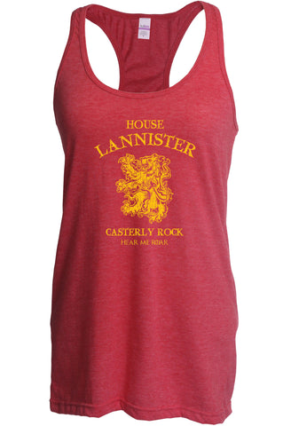 House Lannister Racer Back Womens Tank Top racerback funny games of thrones casterly rock tywin tyrion westeros castle king golden lion sigil
