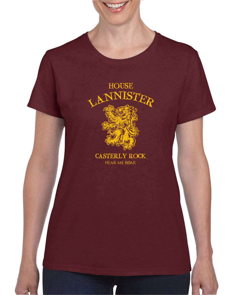 House Lannister Womens Short Sleeve Shirt funny games of thrones casterly rock tywin tyrion westeros castle king golden lion sigil
