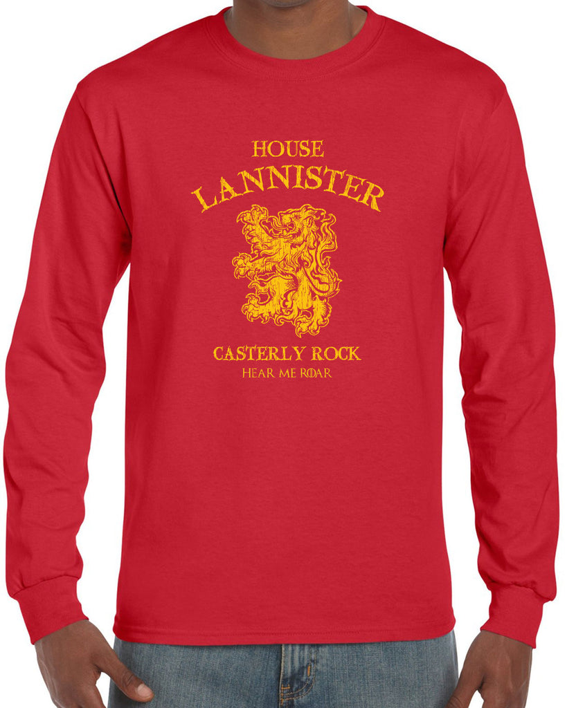 House Lannister Mens Long Sleeve Shirt funny games of thrones casterly rock tywin tyrion westeros castle king golden lion sigil