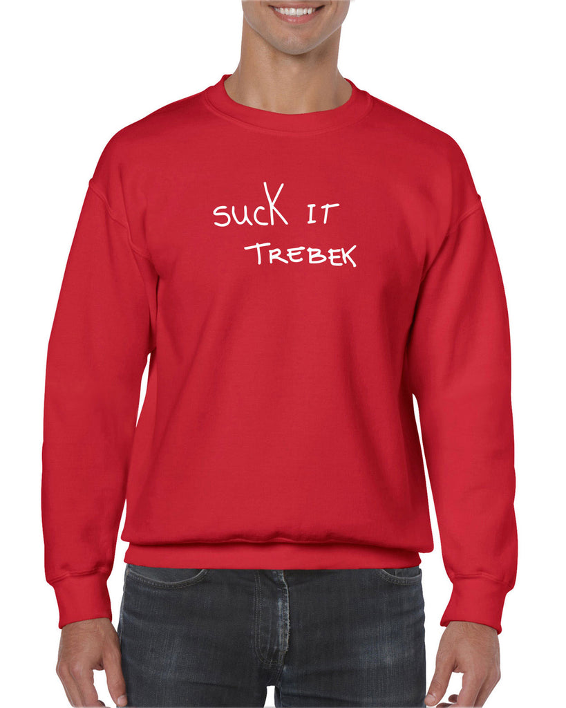 Suck It Trebek Crew Sweatshirt Funny Gameshow Jeopardy Alex Trebek Tribute Saturday Night Live Vintage Retro