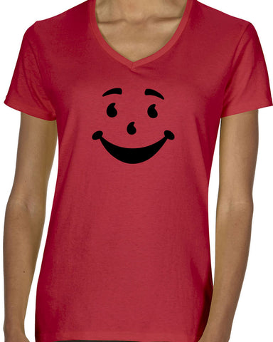 Kool Aide Man Face Womens V-Neck Shirt Geek Nerd Halloween Costume