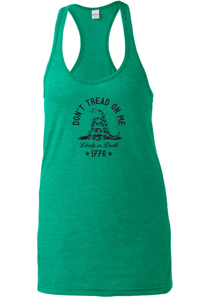 Don't Tread on Me Racer Back racerback Tank Top liberty or death 1776 america USA liberty independence freedom