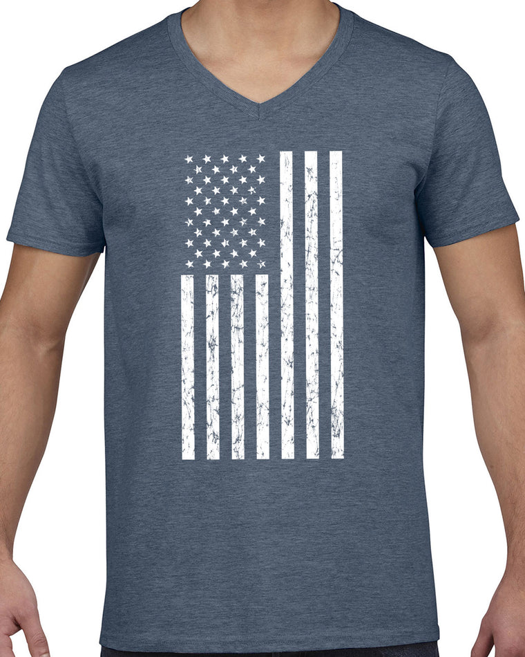 Men's Short Sleeve V-Neck T-Shirt - American Flag