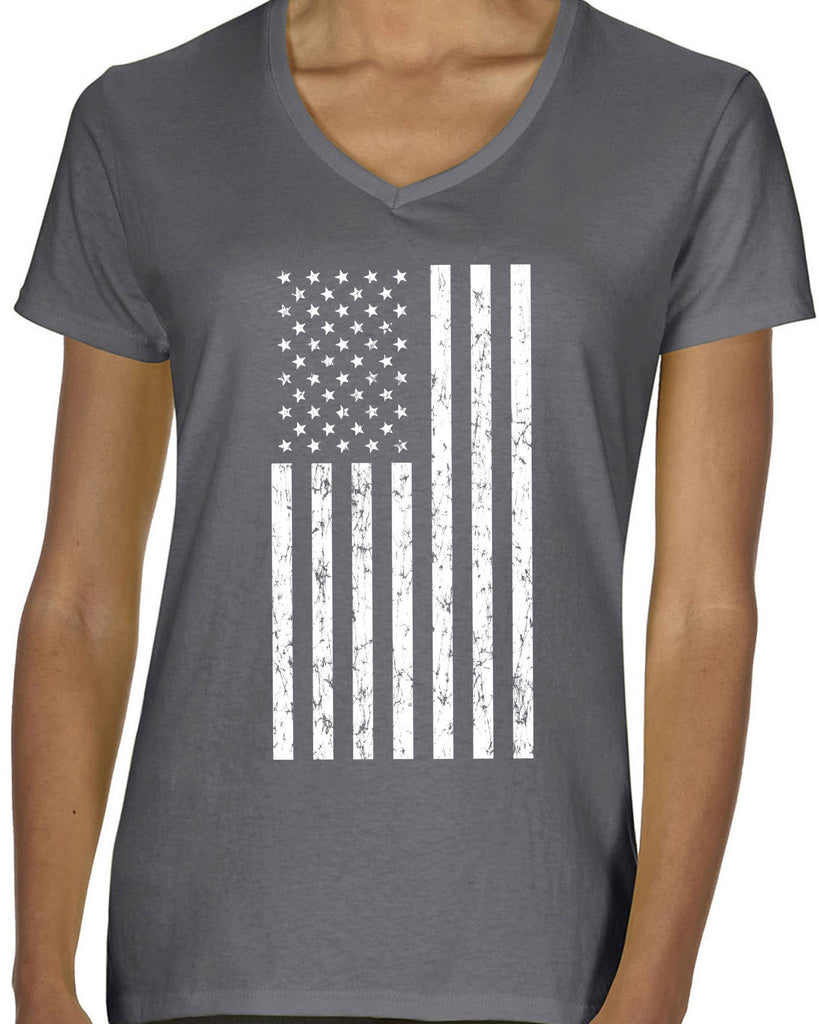 American Flag Womens V-Neck Shirt USA patriot merica republican democrat campaign election politics freedom liberty independence day 4th of july