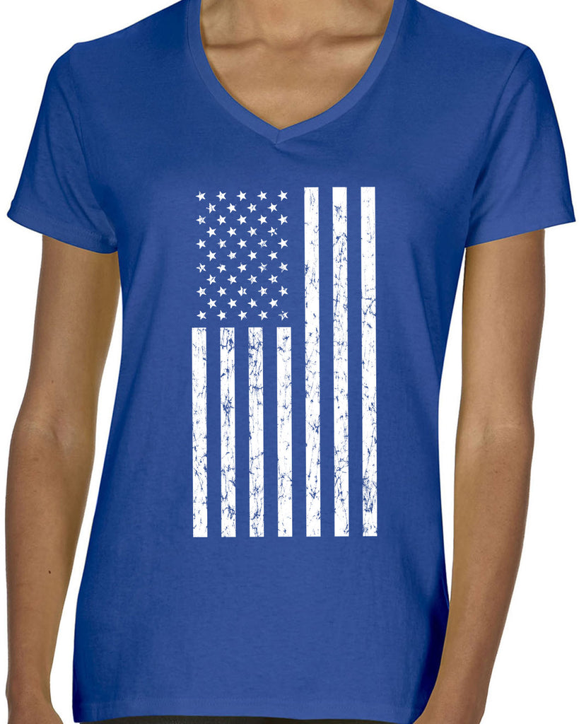 American Flag Womens V-Neck Shirt USA patriot merica republican democrat campaign election politics freedom liberty independence day 4th of july