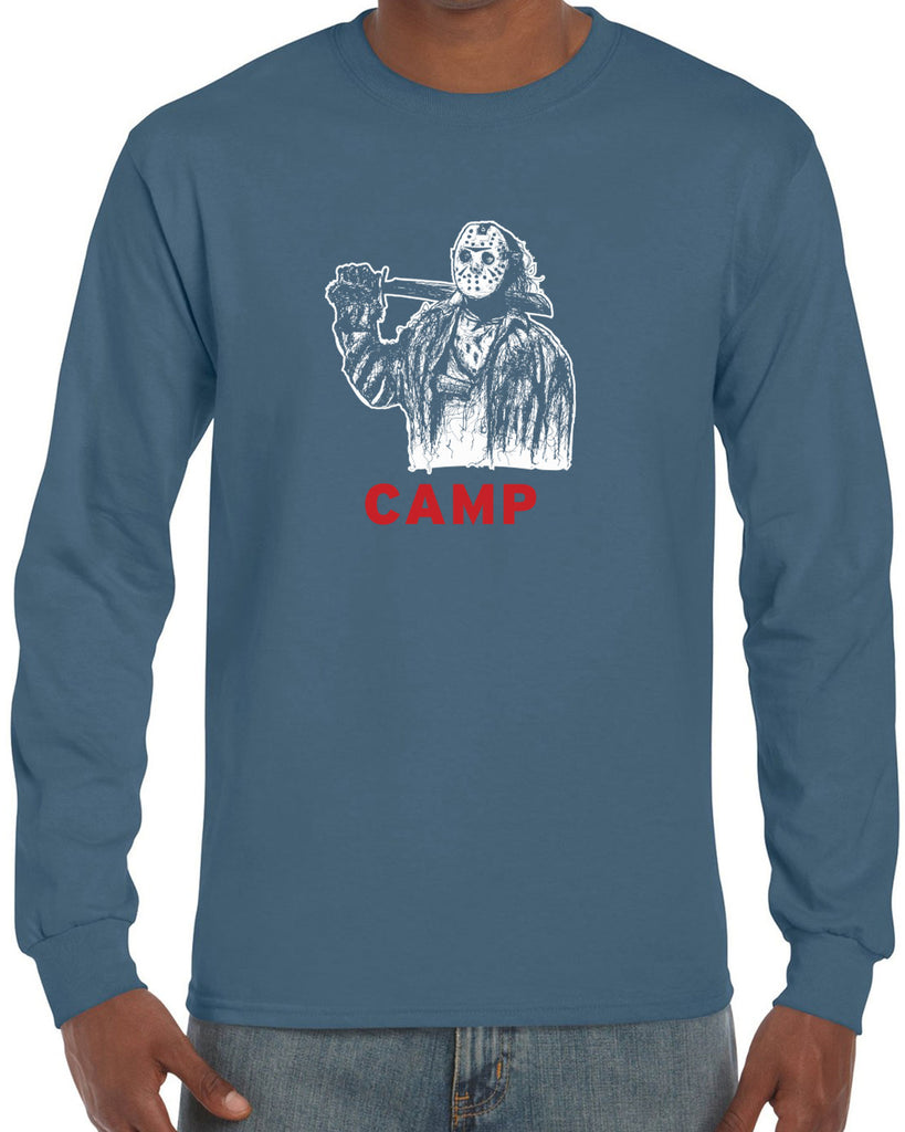 Camp Mens Long Sleeve camp crystal lake jason voorhees scary movie horror film 80s slasher halloween costume