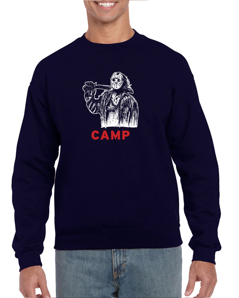 Camp Mens Crew Sweatshirt camp crystal lake jason voorhees scary movie horror film 80s slasher halloween costume