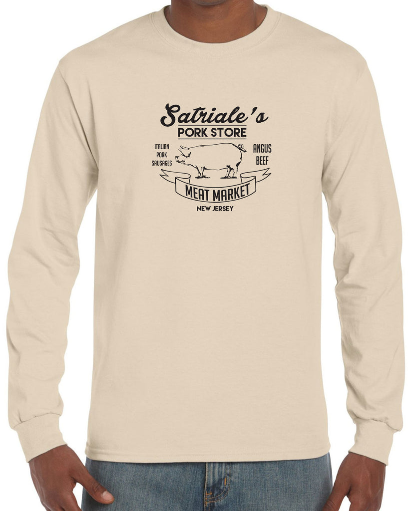 Satriales Pork Store Mens Long Sleeve Shirt Mafia Mobsters Gangster The Sopranos Tv Show Tony New Jersey Bada Bing