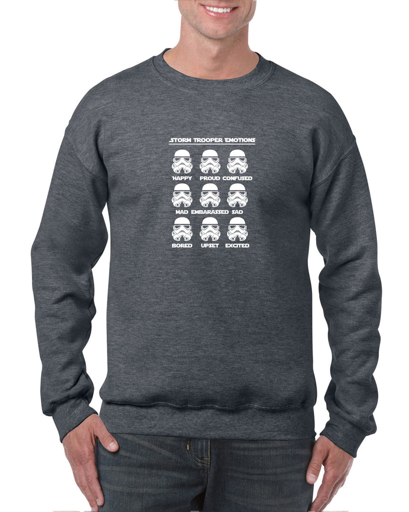Storm Trooper Emotions Crew Sweatshirt Geek Nerd Star Wars 80s Dark Side Empire