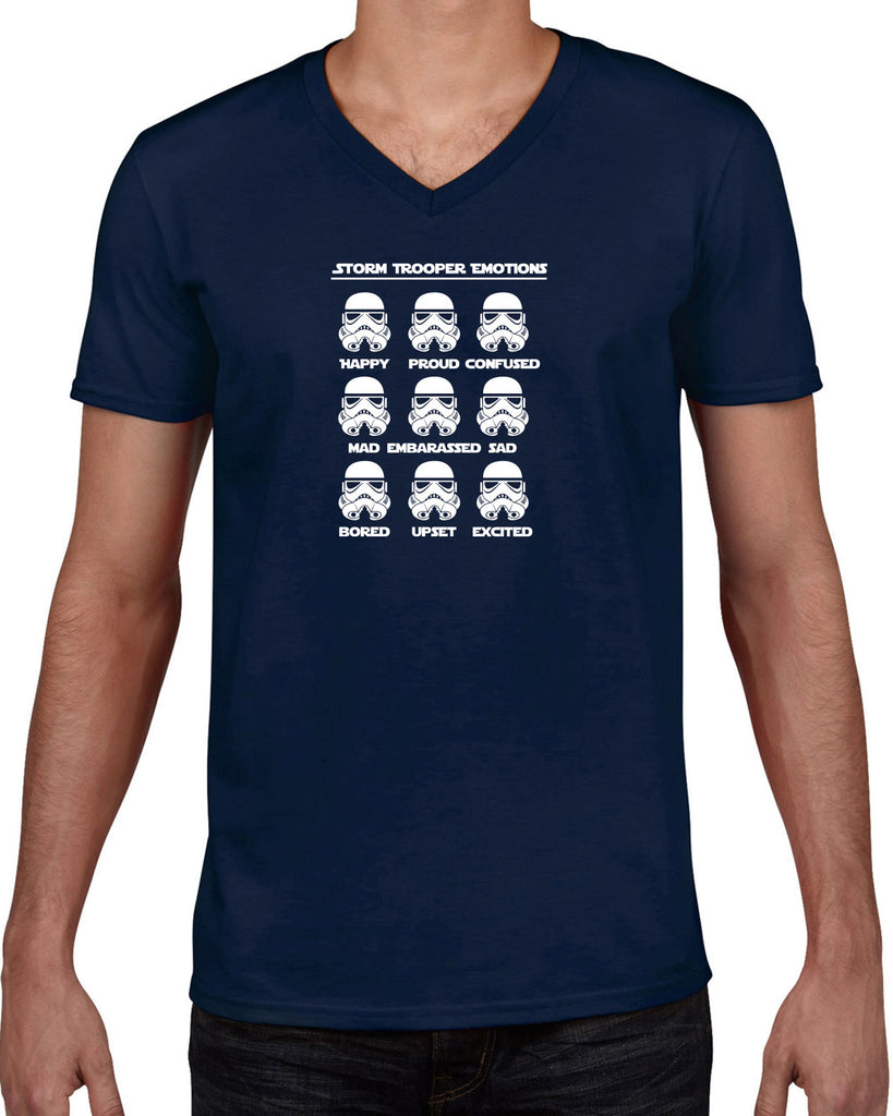 Storm Trooper Emotions Mens V Neck Shirt Geek Nerd Star Wars 80s Dark Side Empire