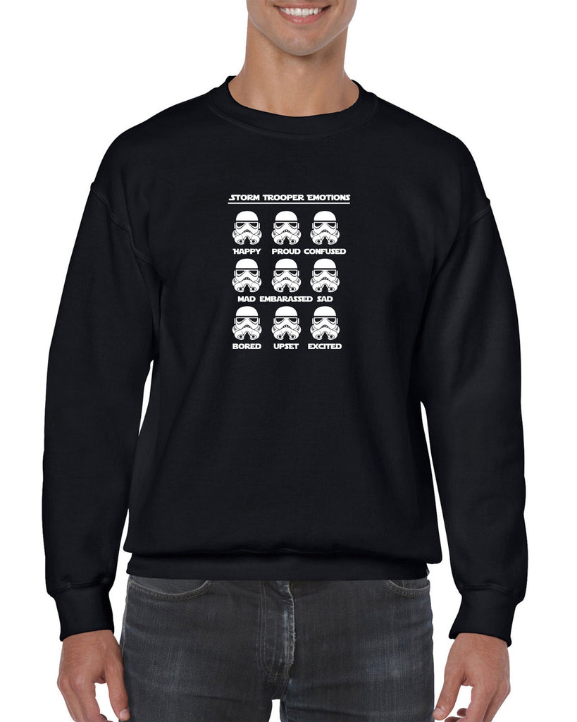 Storm Trooper Emotions Crew Sweatshirt Geek Nerd Star Wars 80s Dark Side Empire