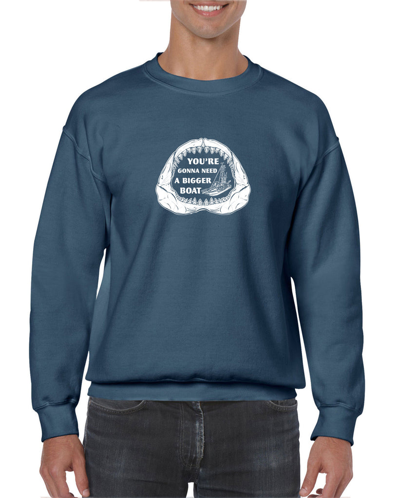 You're Gonna Need A Bigger Boat Crew Sweatshirt Funny Movie Jaws 70s Great White Quints Fishing Scary Movie